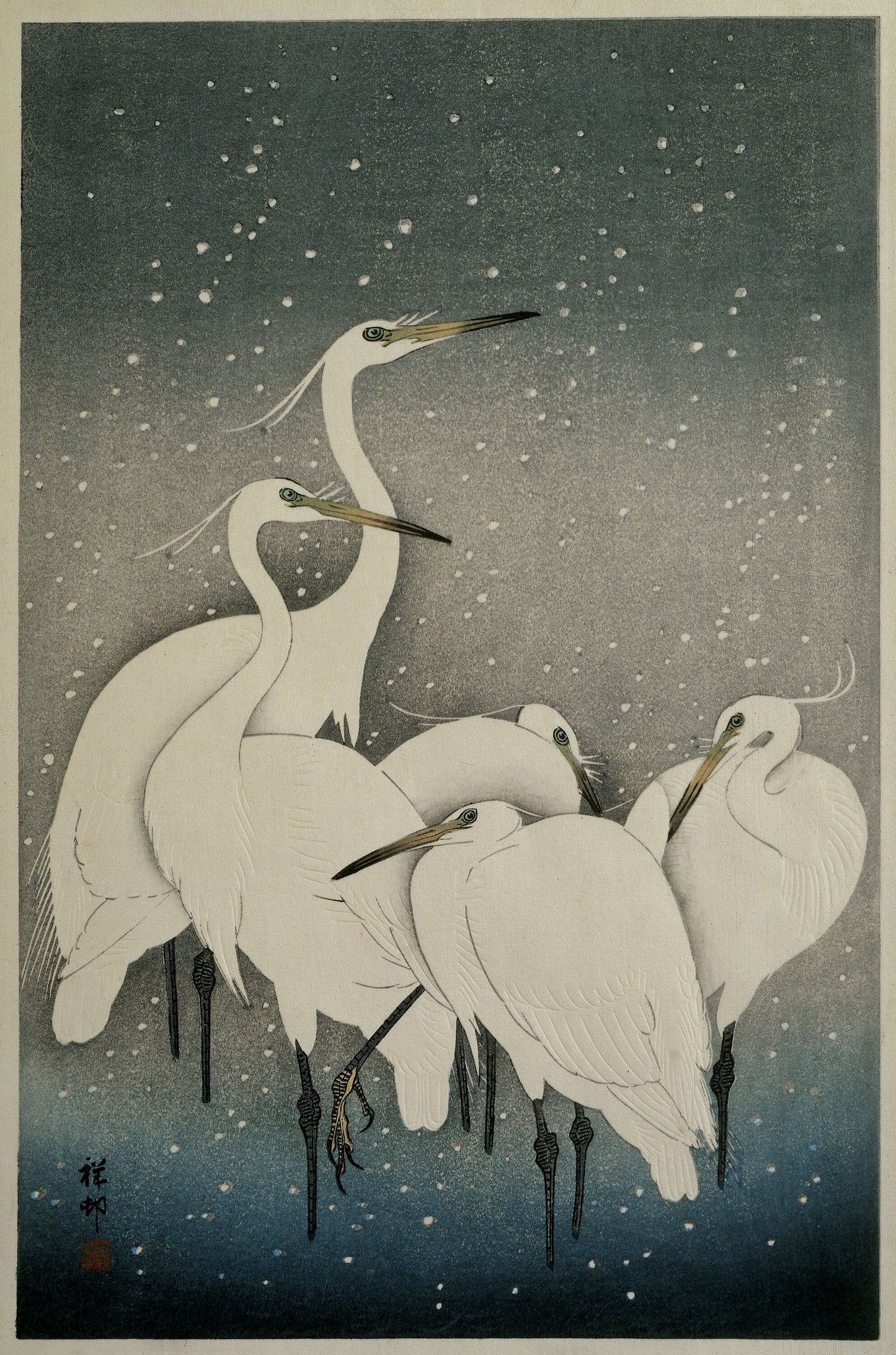 The Group Of Egrets by Ohara Koson Poster