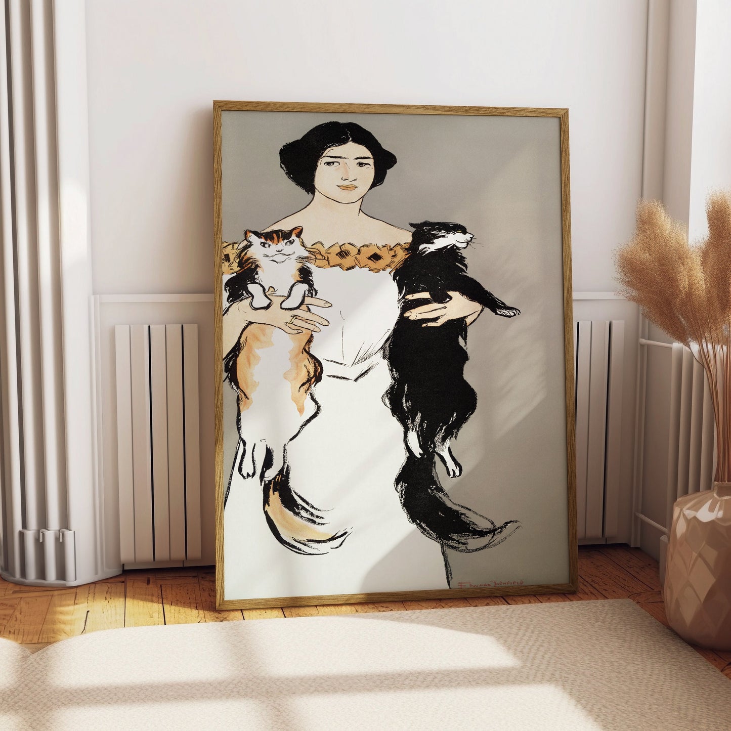 Woman holding cats by Edward Penfield Poster