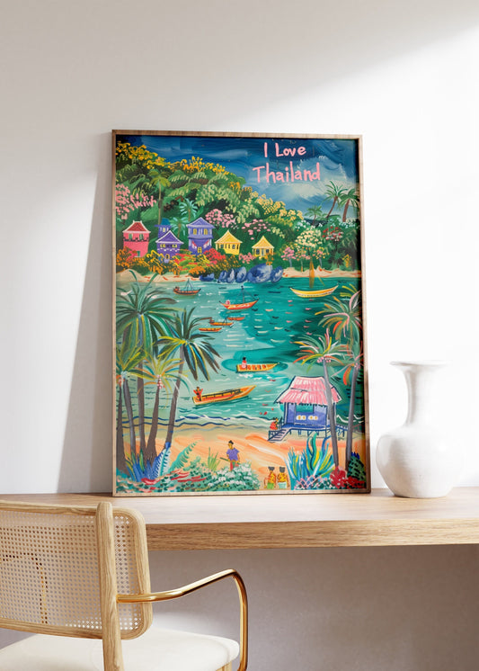 Thailand Travel Poster, Thailand Landscape Wall Art