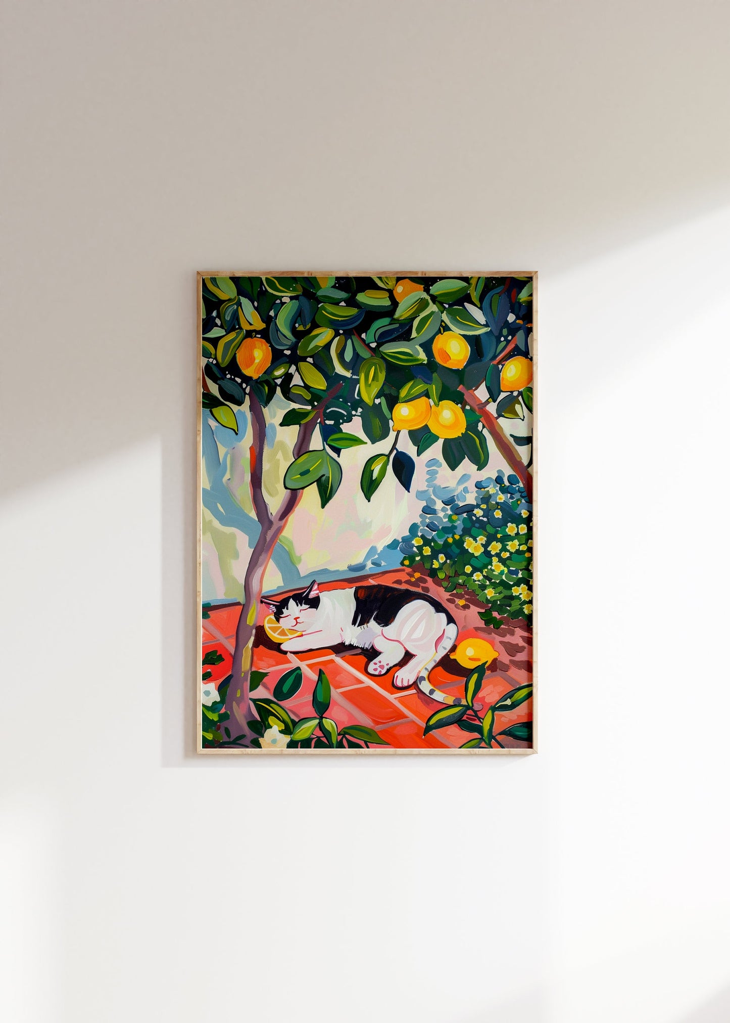 Cat Sleeping Under The Lemon Tree Print