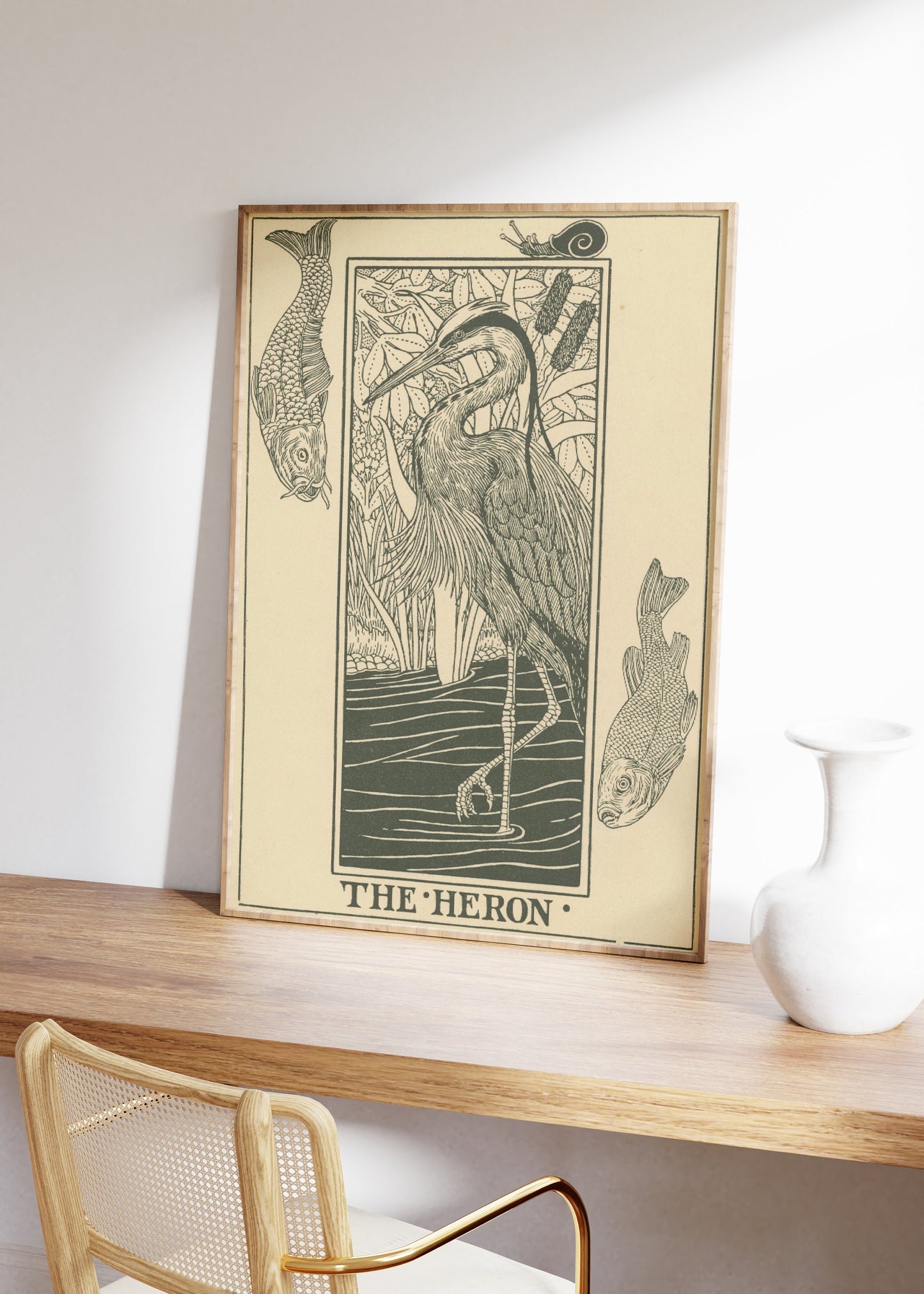 The Heron Bird Vintage Print, Heron Poster