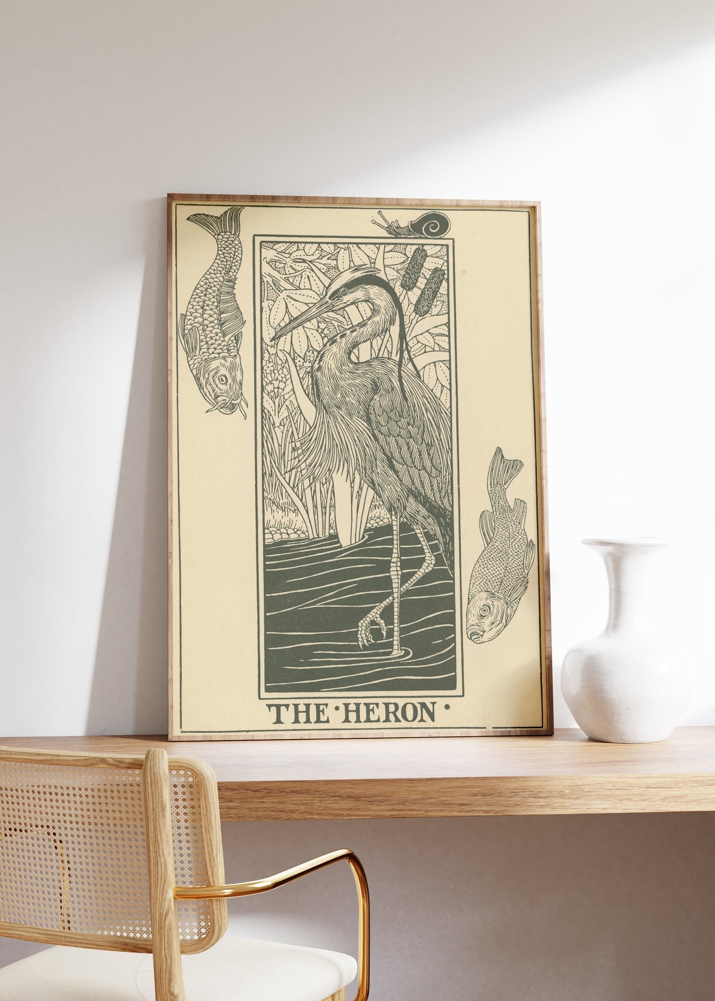 The Heron Bird Vintage Print, Heron Poster