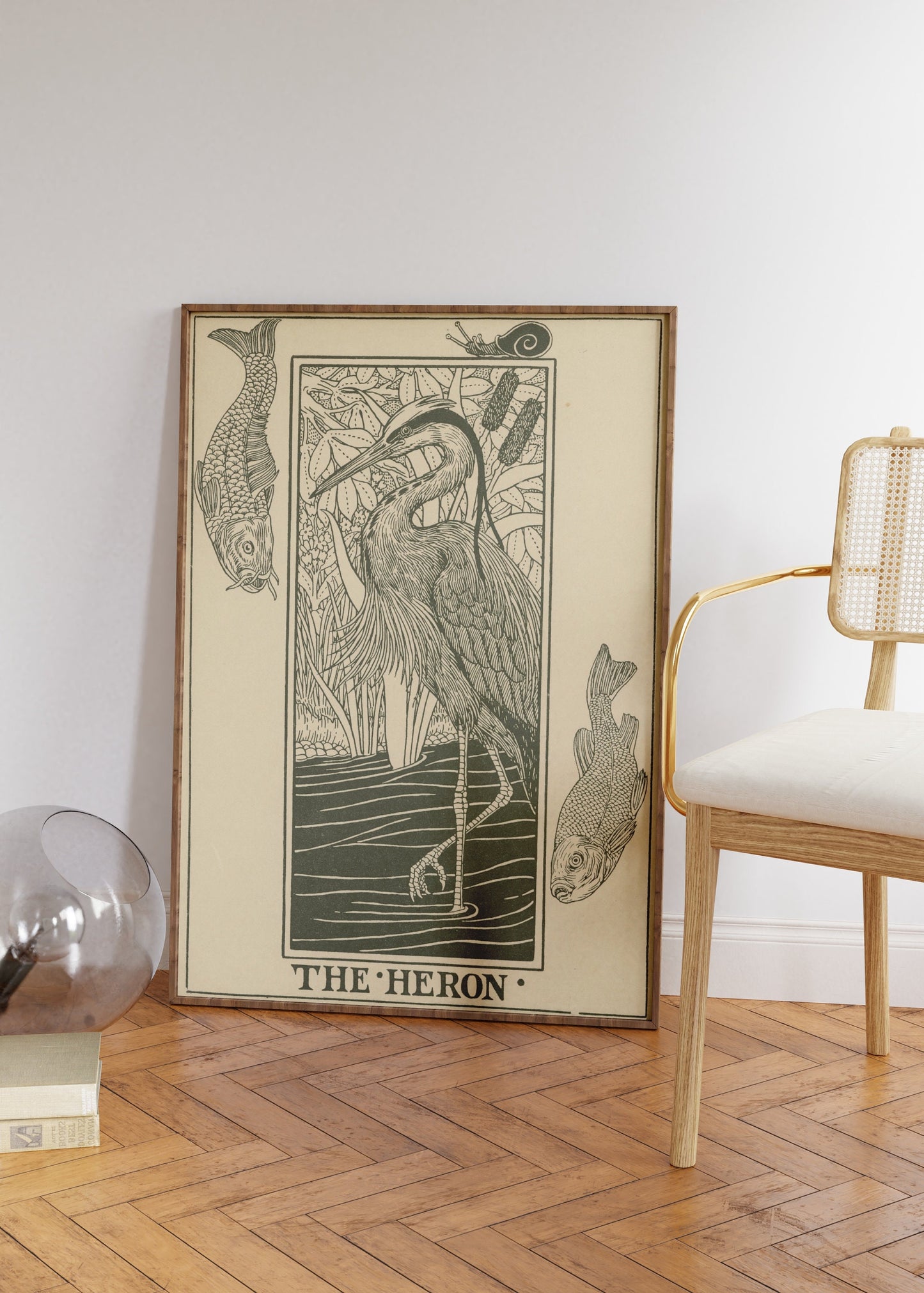 The Heron Bird Vintage Print, Heron Poster