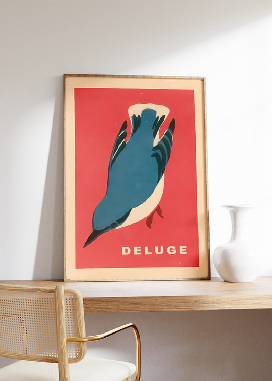 Vintage Deluge Print, Garden Bird Poster