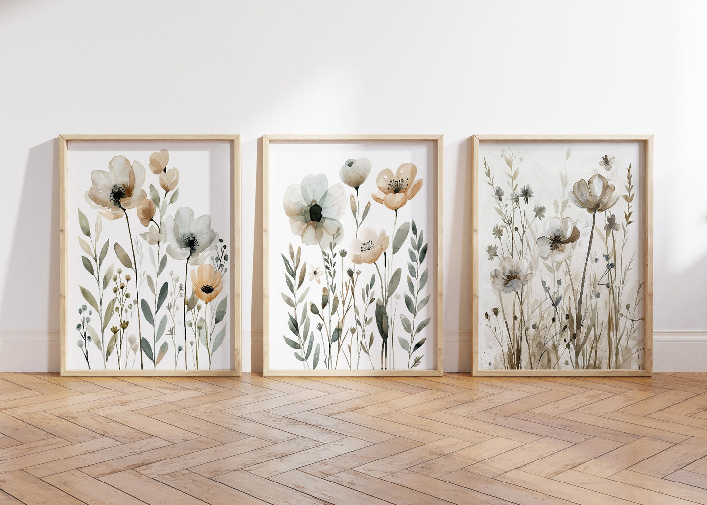 Wildflowers Floral Watercolor Print Set Of 3