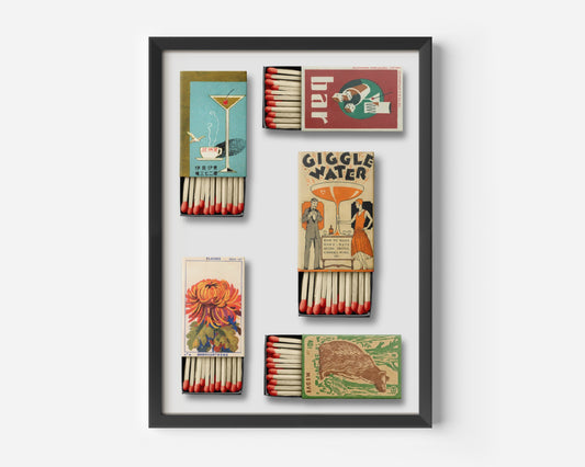 Vintage Matchbox Collage, Matchbox Compilation Poster