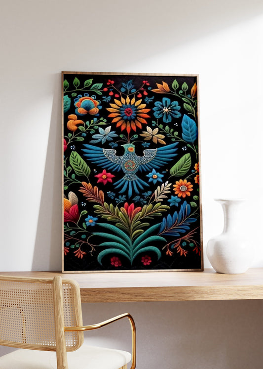 Vintage Mexican Motives Poster, Colourful Mexican Art Print