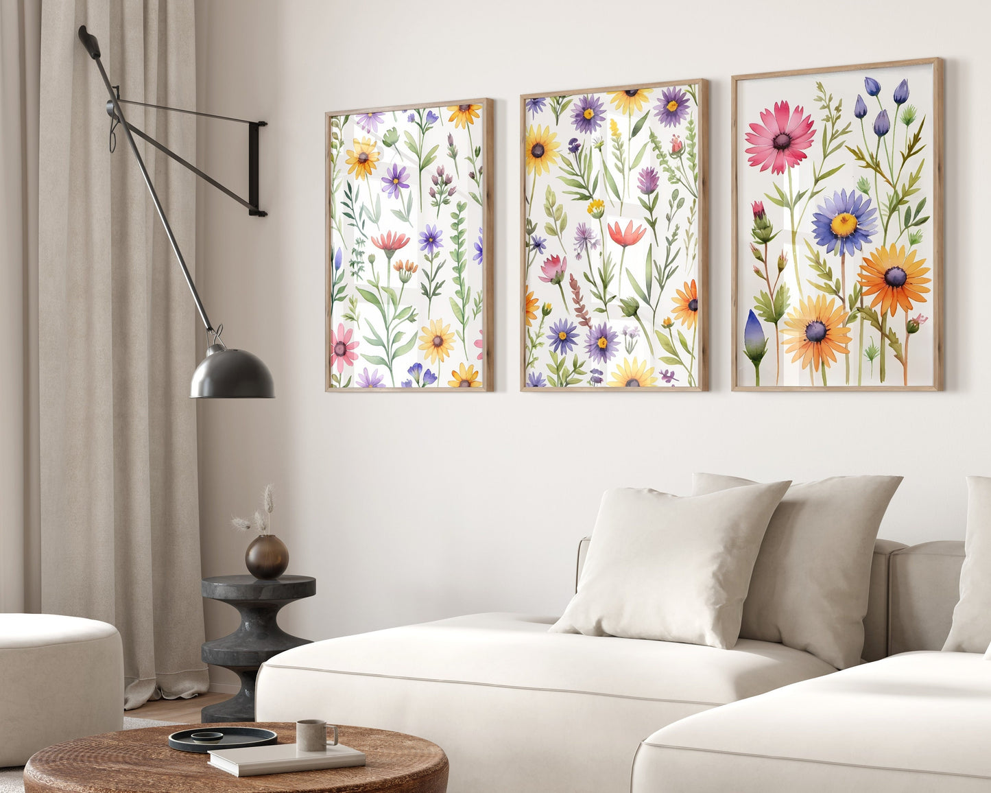 Wildflowers Floral Watercolor Print Set Of 3