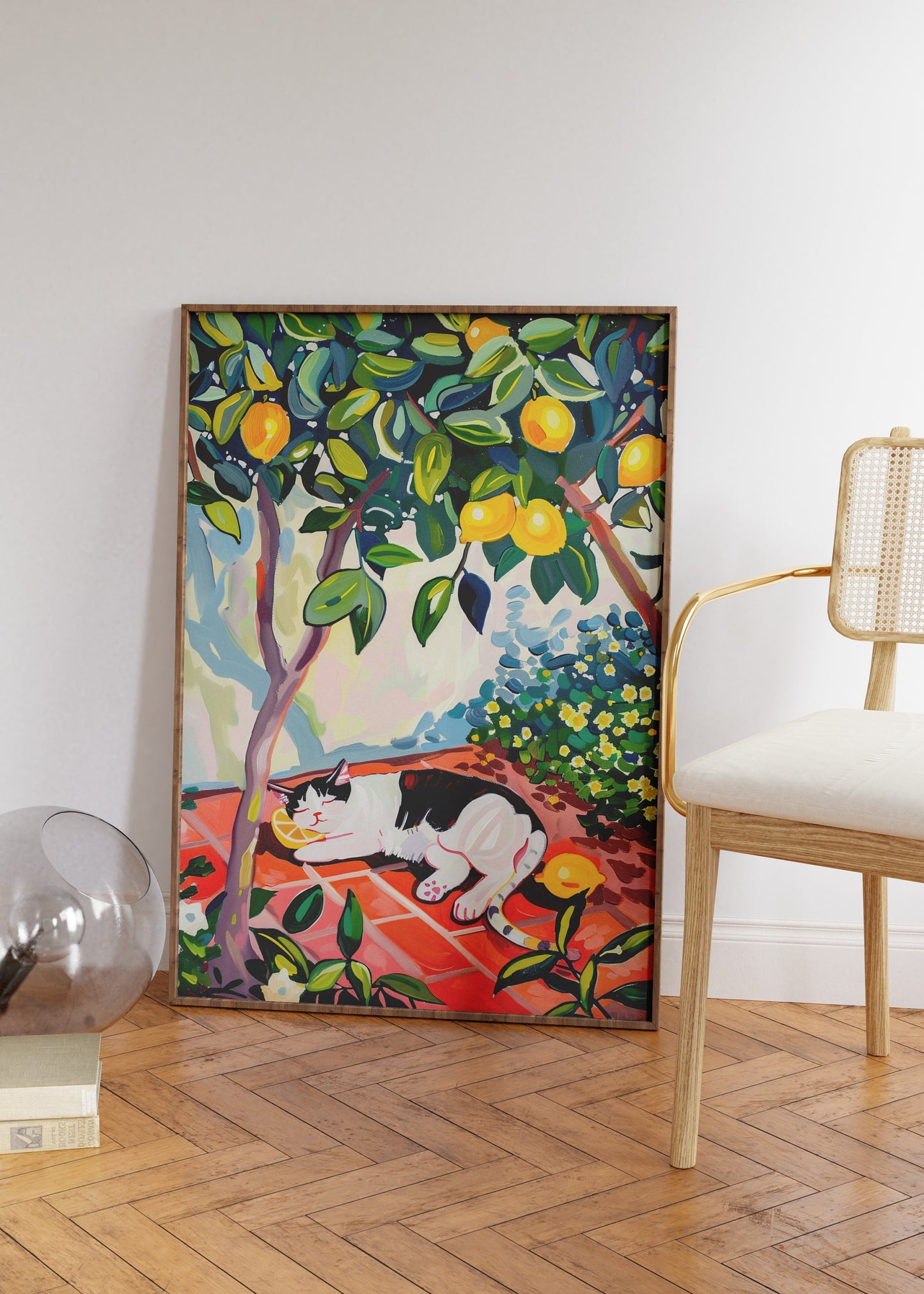 Cat Sleeping Under The Lemon Tree Print