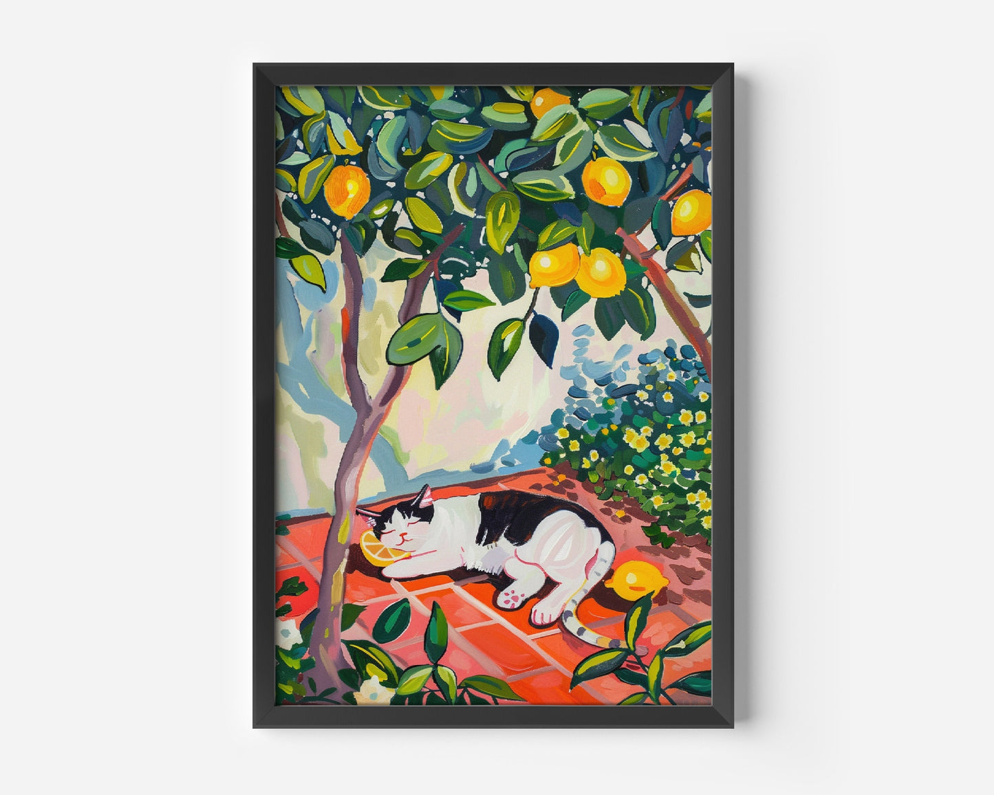 Cat Sleeping Under The Lemon Tree Print