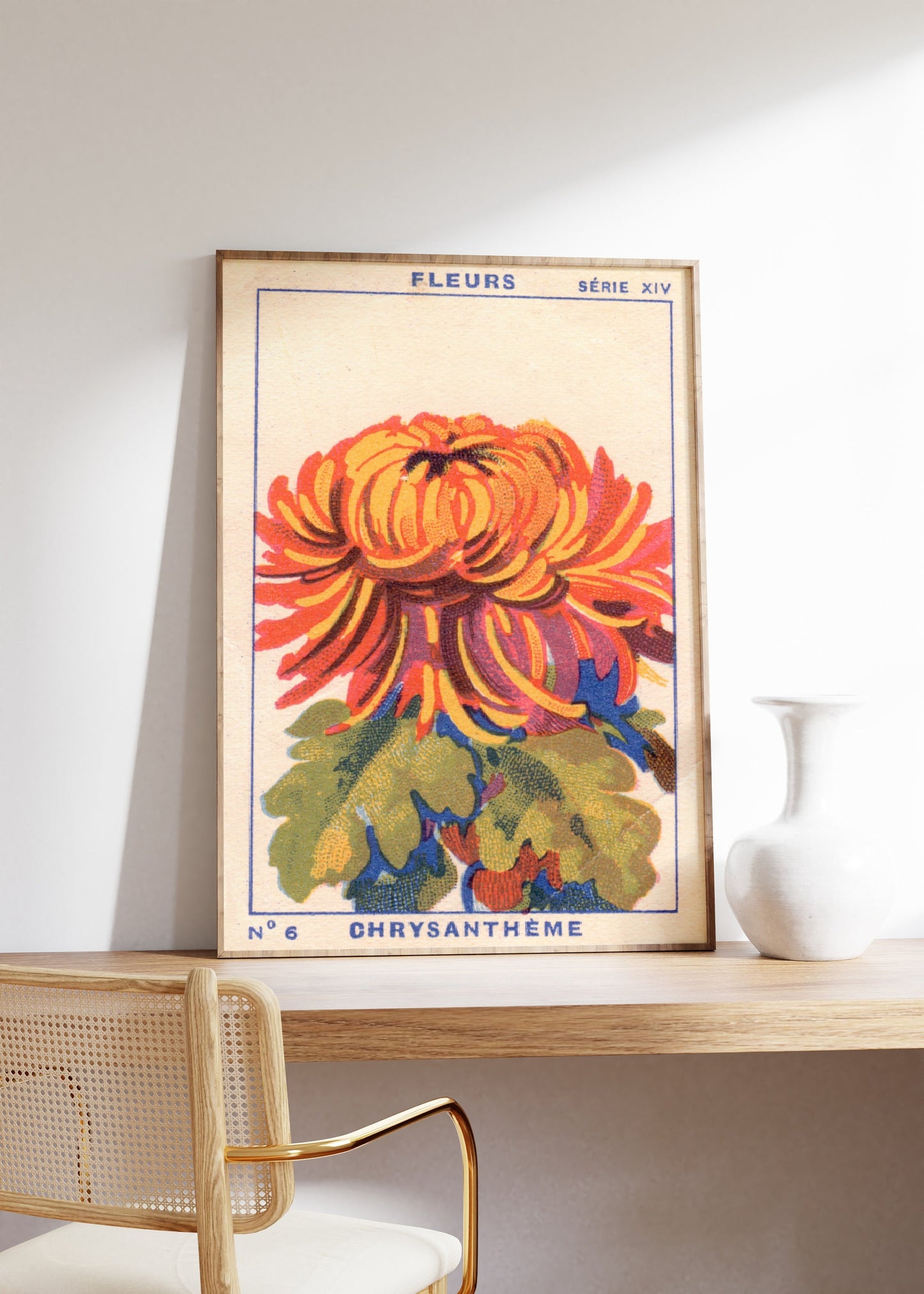 Vintage Chrysanthemums Poster, Fleurs Art Deco