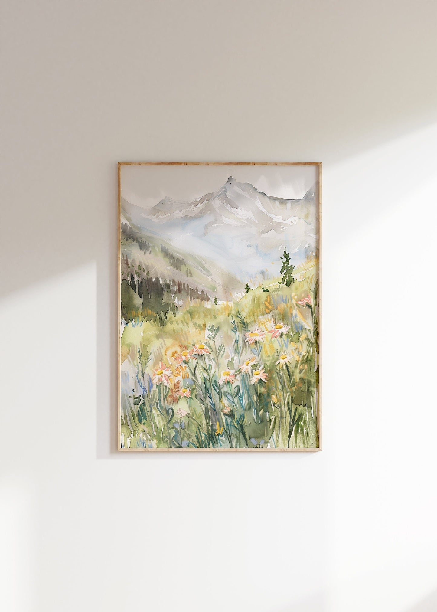 Muted Watercolour Wildflower Fields,  Print Set Of 3