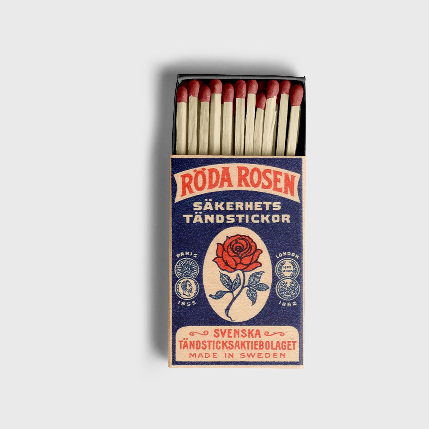 Vintage Swedish Matchbox Poster, Rose Matchbox Print