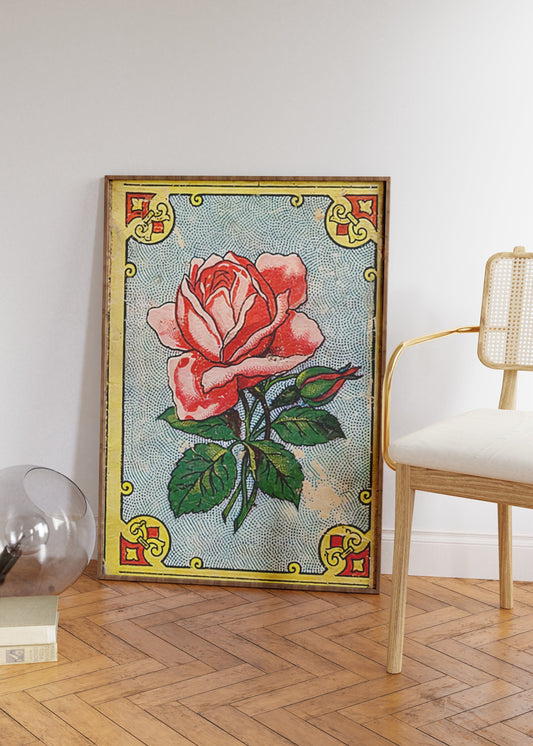 Vintage Rose Poster, Fleurs Art Deco Poster