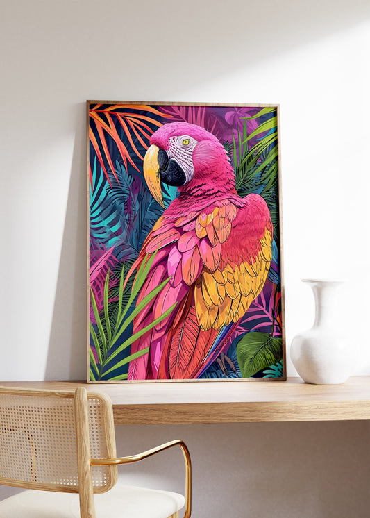 Vintage Macaw Print in Matisse Style, Macaw Poster