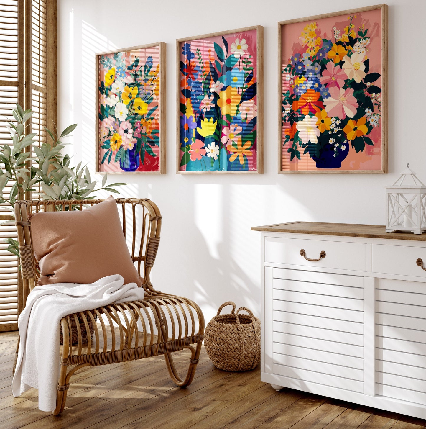 Set Of 3 Floral Matisse Style Poster Print