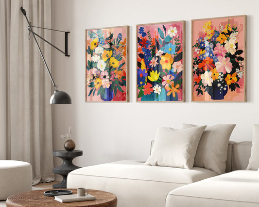 Set Of 3 Floral Matisse Style Poster Print