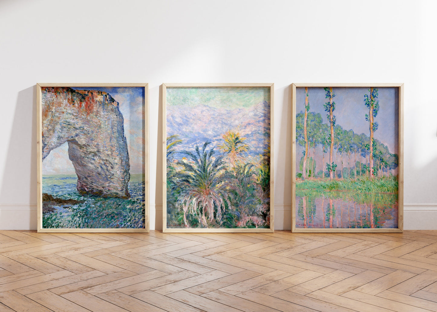 Set of 3 Claude Monet Pink Style Poster