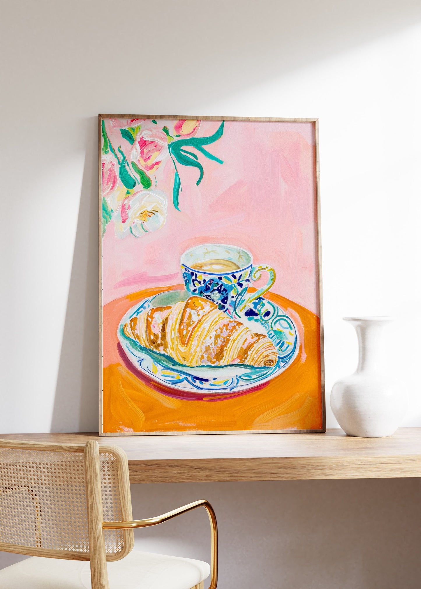 Vintage Croissant Poster, French Breakfast Print