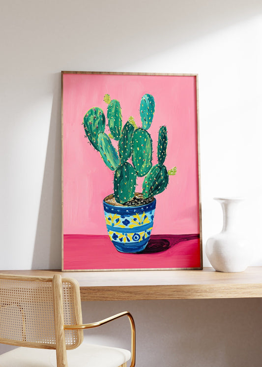 Vintage Cactus Poster in Matisse Style