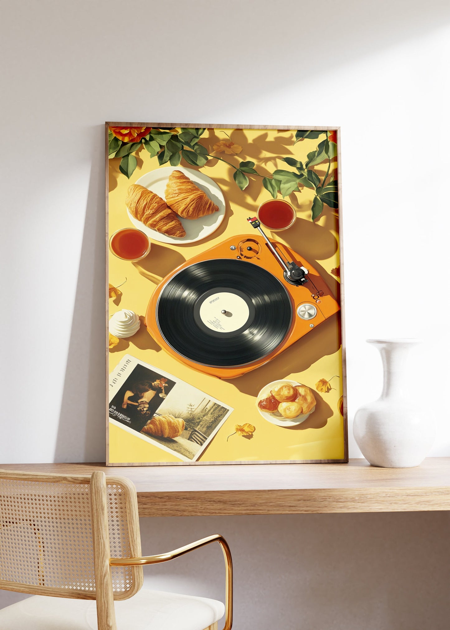 Retro Record Label Poster, Croissant Print