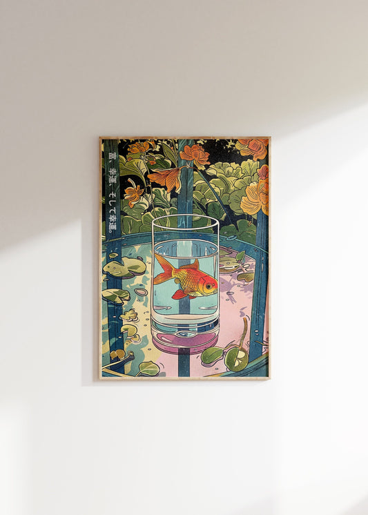 Vintage Japanese Goldfish Poster