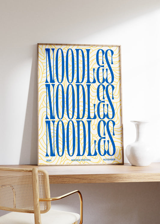 Retro Noodle Festival Poster, Noodle Print