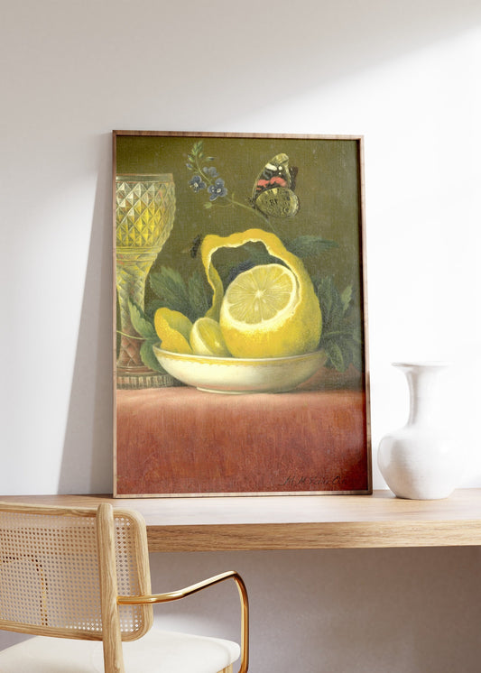 Vintage Still Life with Lemon and Cut Glass Maria Margaretha van Os Poster