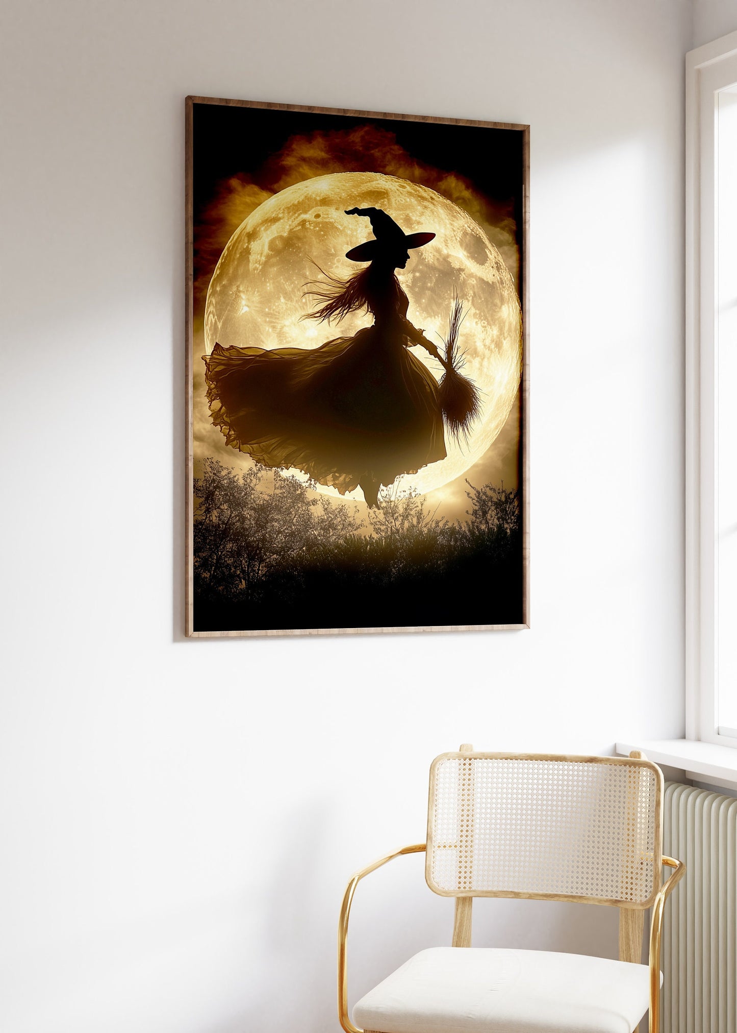 Halloween Witchy Wall Art, Vintage Witch Poster