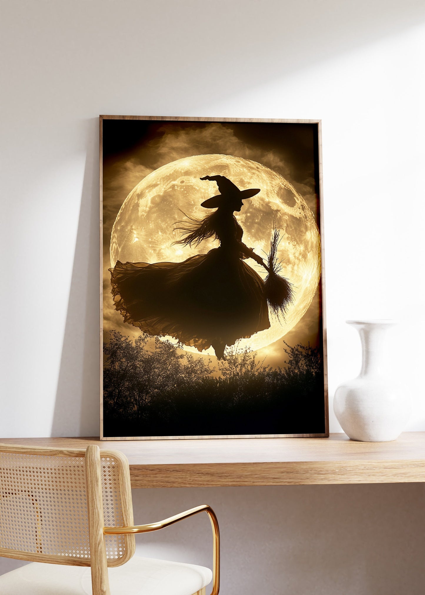 Halloween Witchy Wall Art, Vintage Witch Poster