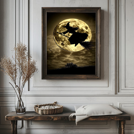 Halloween Witchy Wall Art, Vintage Witch Poster