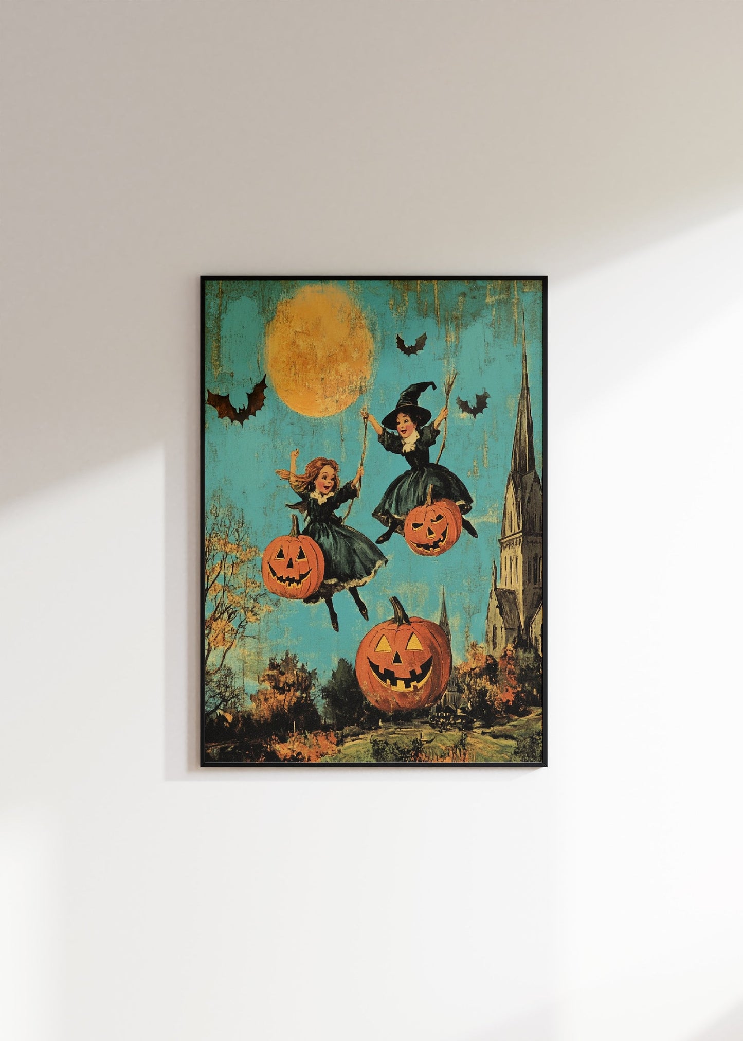 Halloween Witchy Wall Art, Two Witches Poster