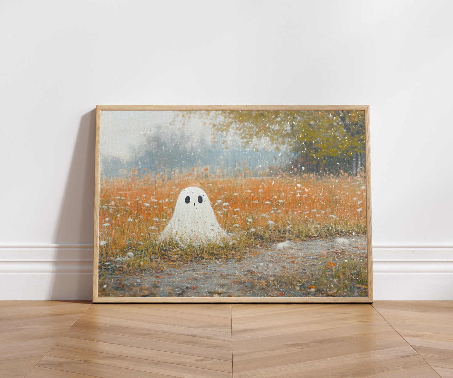 Ghost in The Field Halloween Poster Print