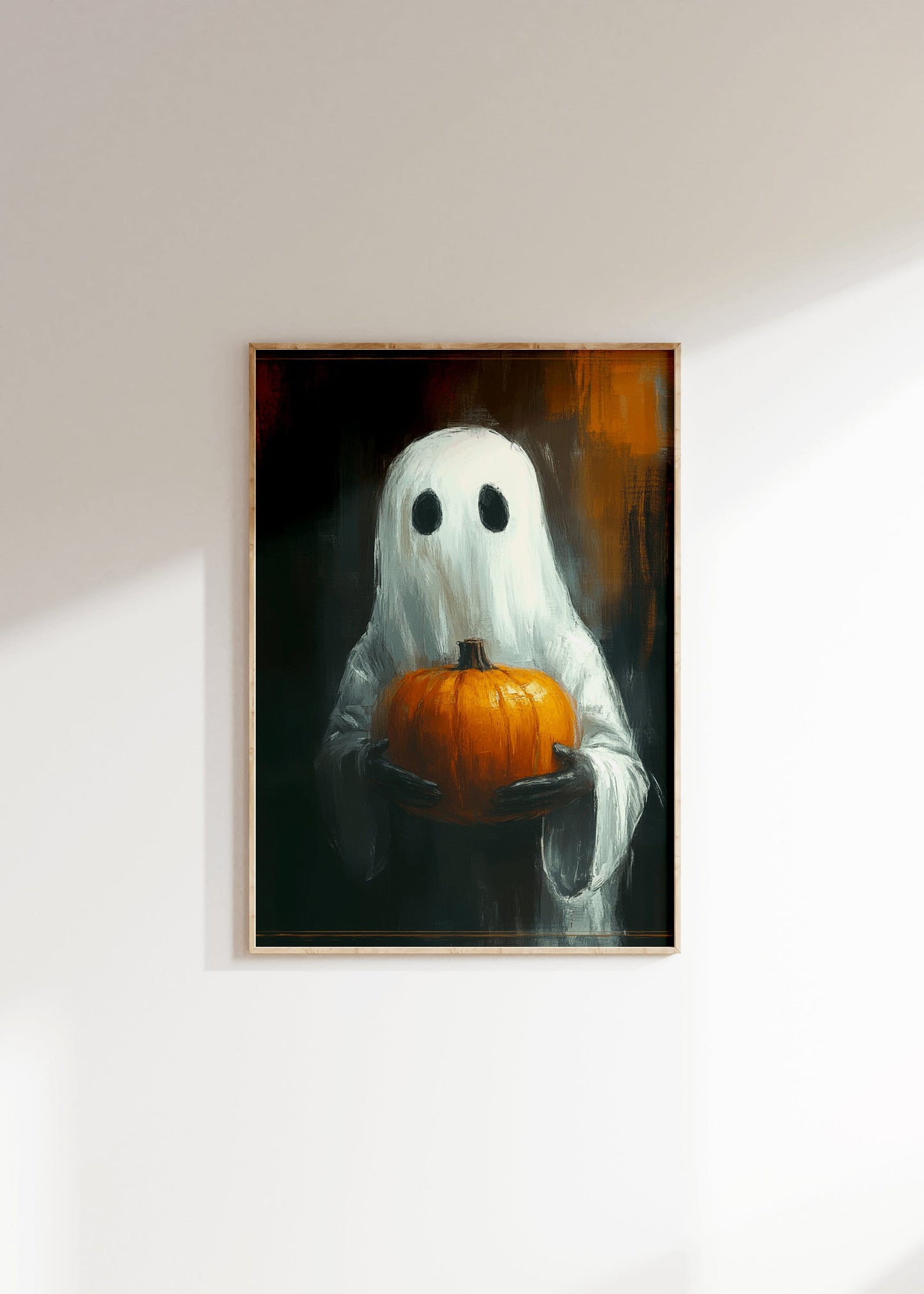 Ghost Holding a Pumpkin Halloween Print