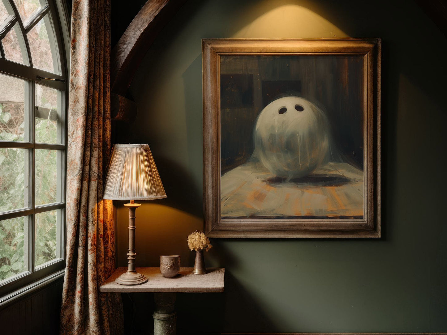 Ghost Bowling Ball Halloween Poster Print