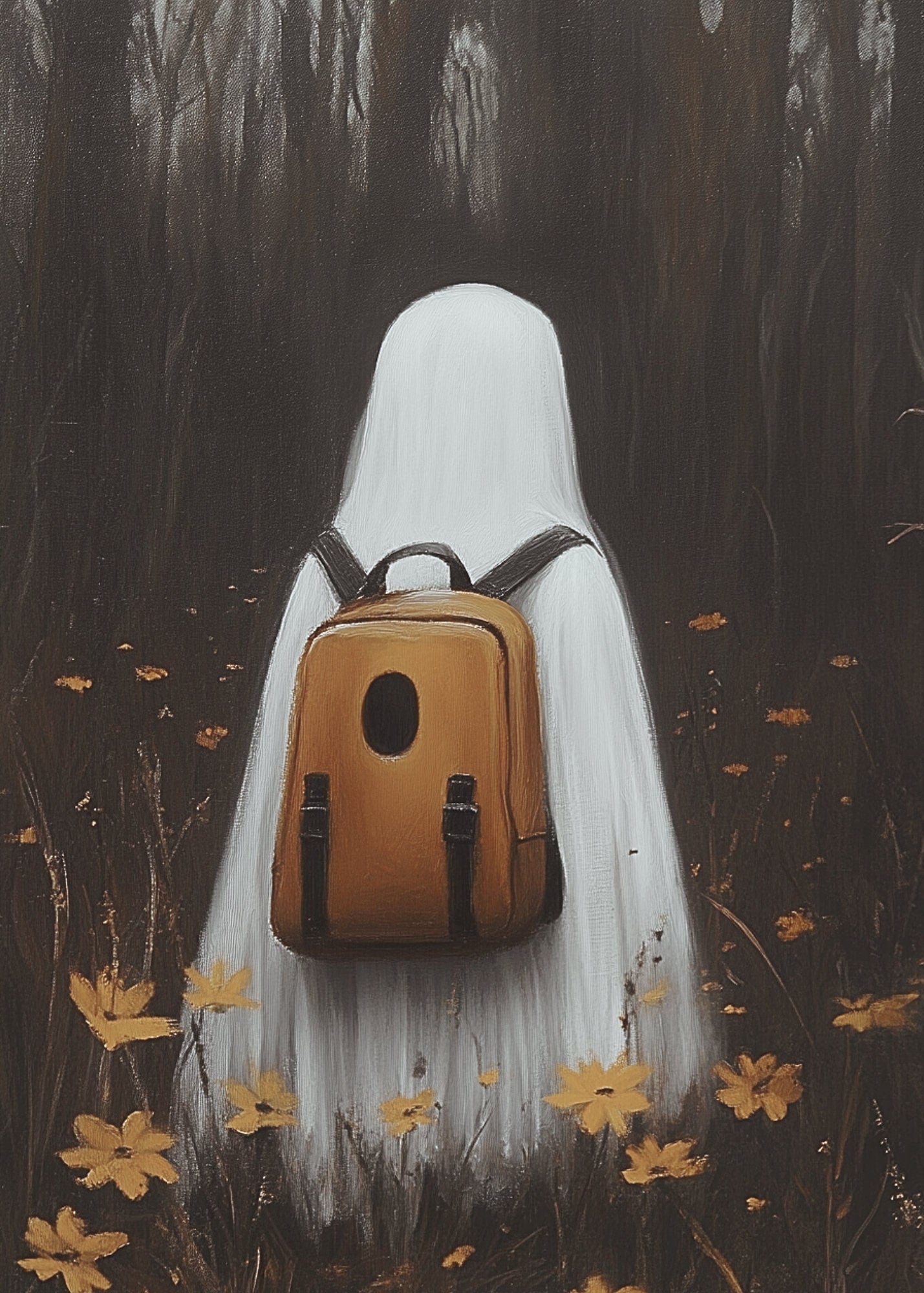 Ghost With The Backpack Halloween Print