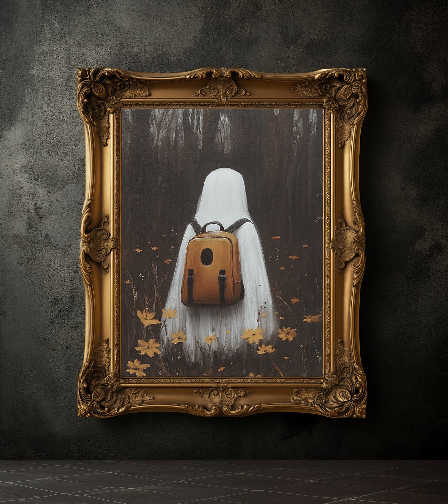 Ghost With The Backpack Halloween Print