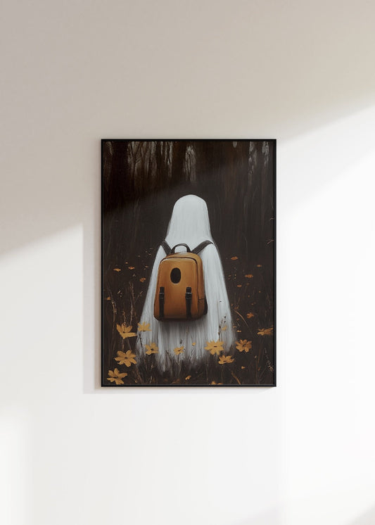 Ghost With The Backpack Halloween Print