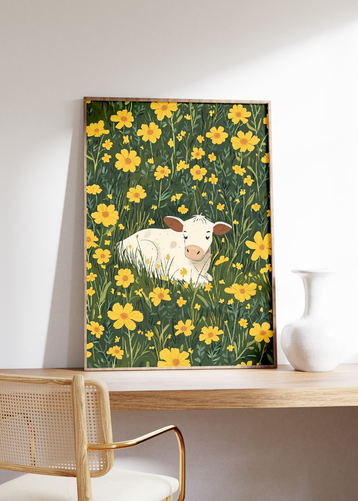 Cute Cow In The Field Poster