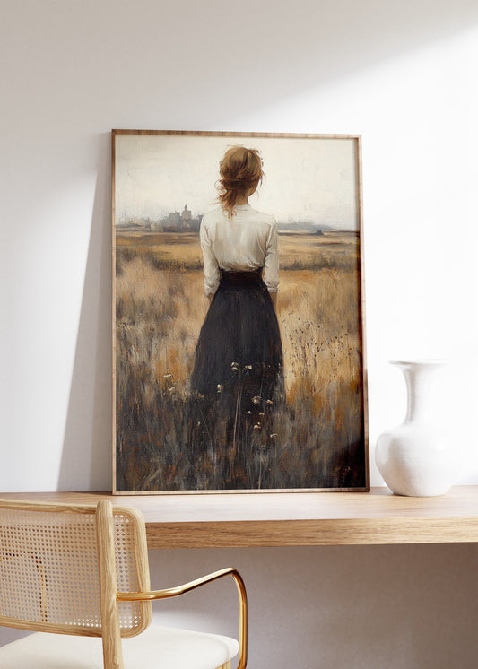 Vintage Woman in The Field Print