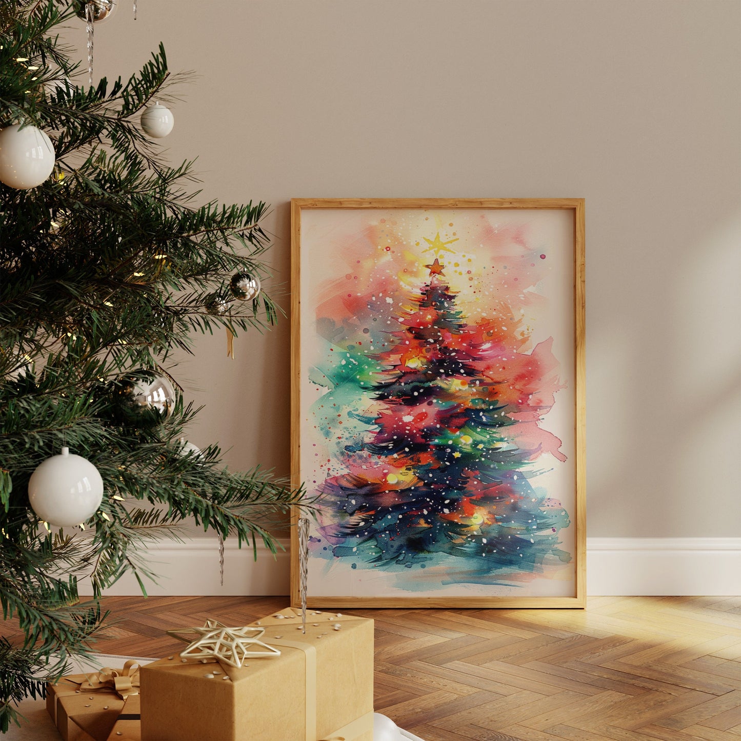 Watercolour Christmas Tree Poster