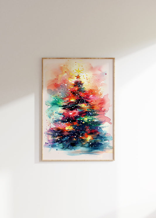 Watercolour Christmas Tree Poster