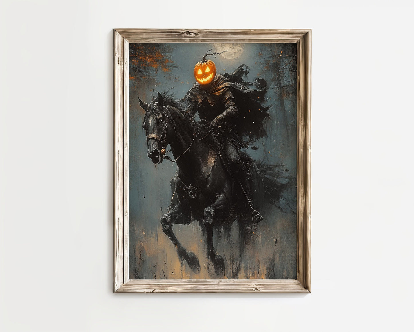 Pumpkin Rider Wall Art, Dark  Moody Fantasy Poster