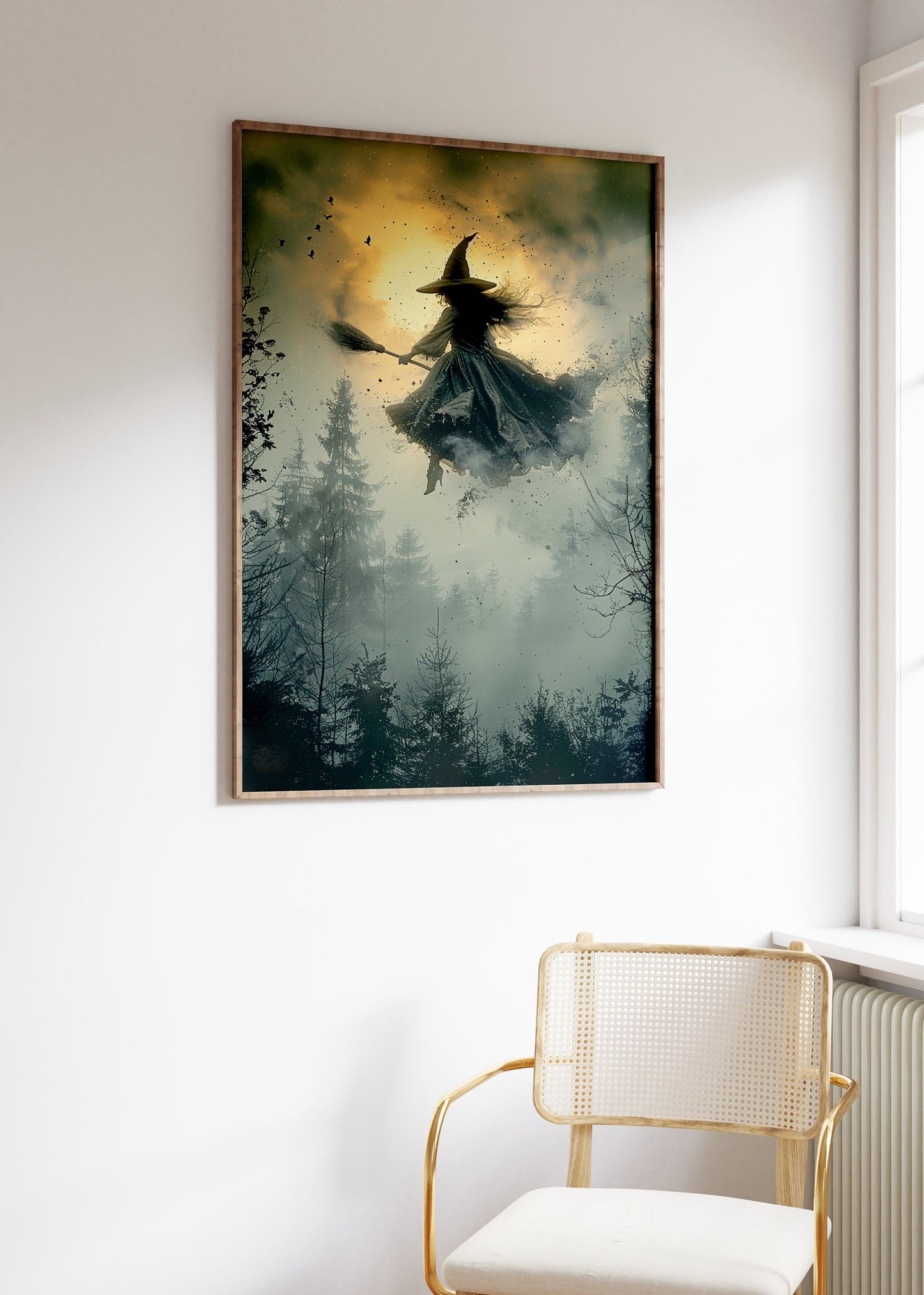 Halloween Witchy Wall Art, Vintage Witch Poster