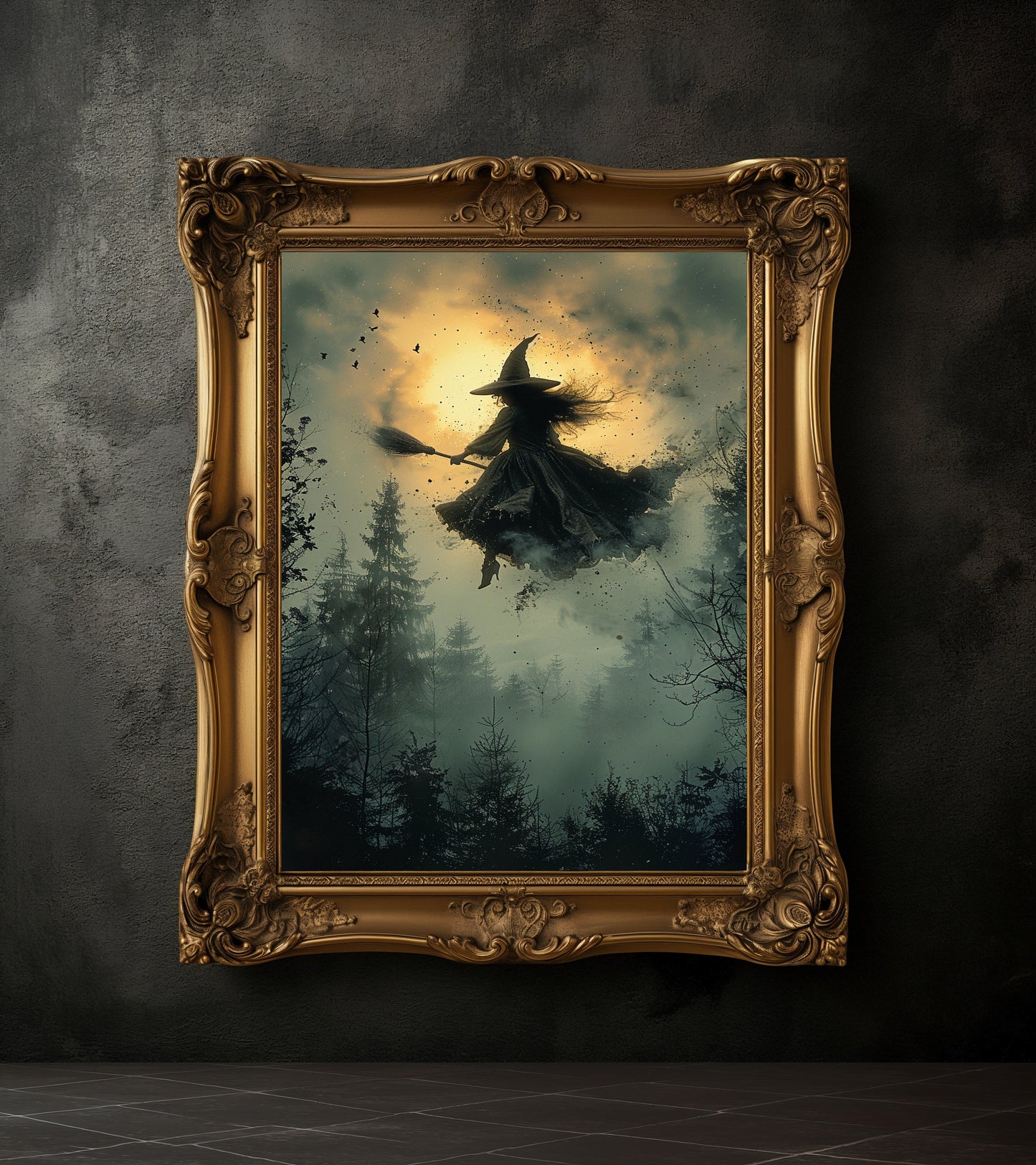 Halloween Witchy Wall Art, Vintage Witch Poster