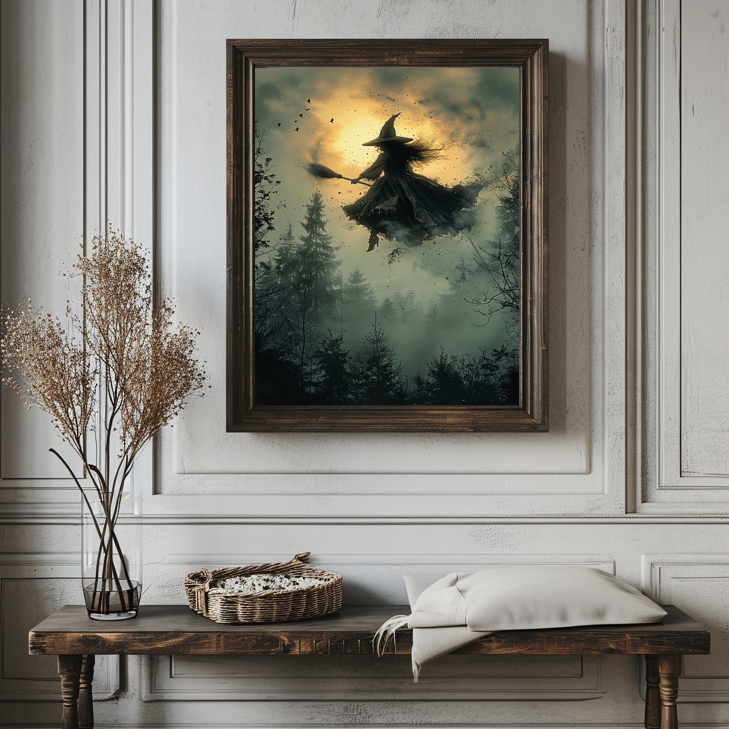 Halloween Witchy Wall Art, Vintage Witch Poster