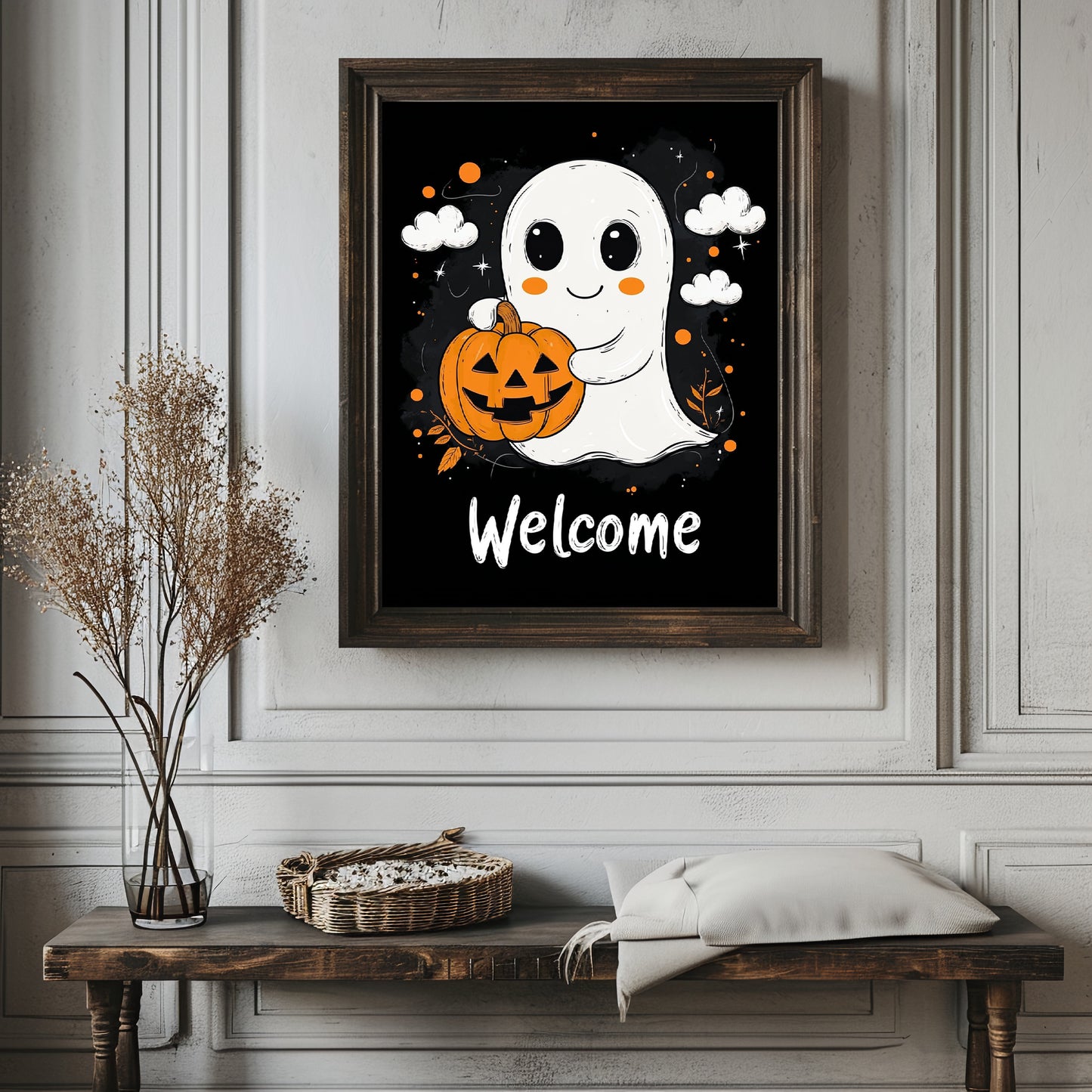 Cute Welcome Ghost Wall Art