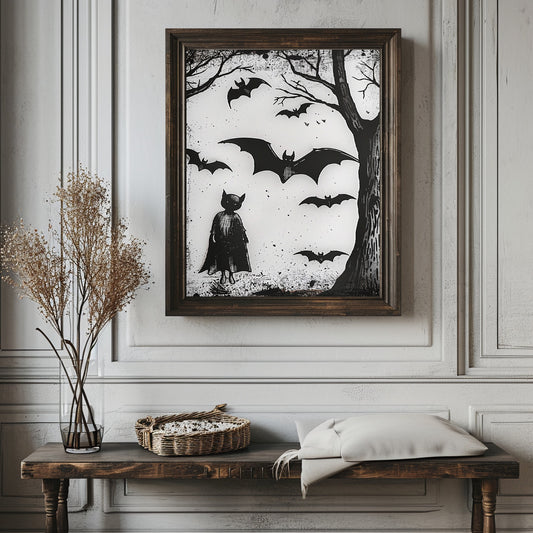 Spooky Bats Poster, Halloween Bats Print