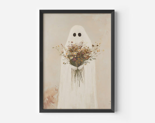 Ghost Ghost Holding Wildflowers Poster Print