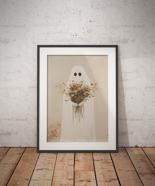 Ghost Ghost Holding Wildflowers Poster Print